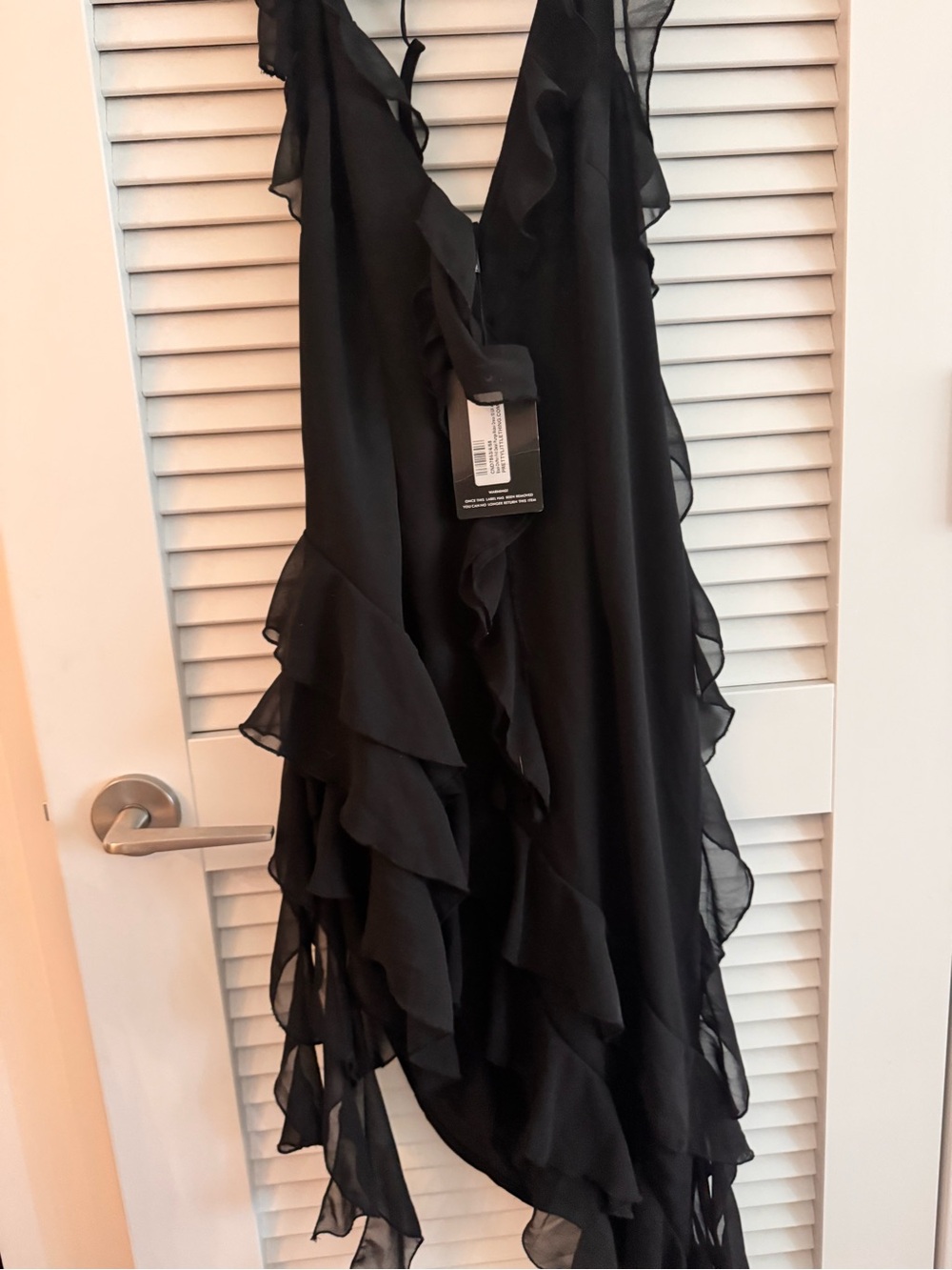 PrettyLittleThing Black Asymmetrical Ruffle Dress